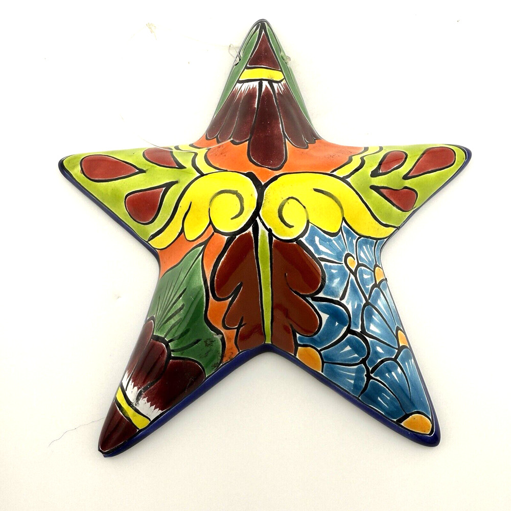 Hand-painted Mexican Wall art star - 8" CHIPPED CORNER